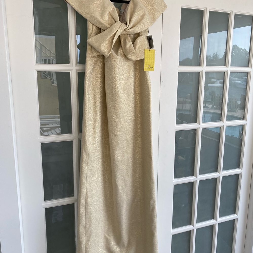 Teri Jon Women's Metallic Off-the-shoulder Evening Gown Size 14- New With Tags